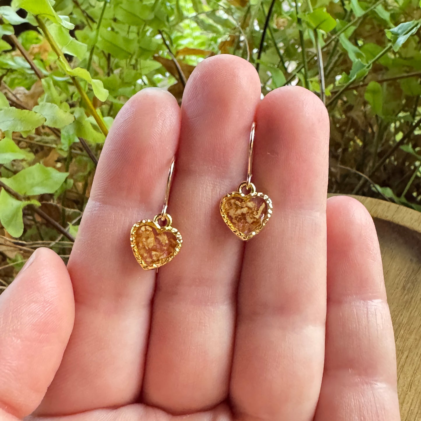 Pressed Rose & Queen Anne’s Lace Earrings – Valentine’s Botanical Jewelry in Gold Filled
