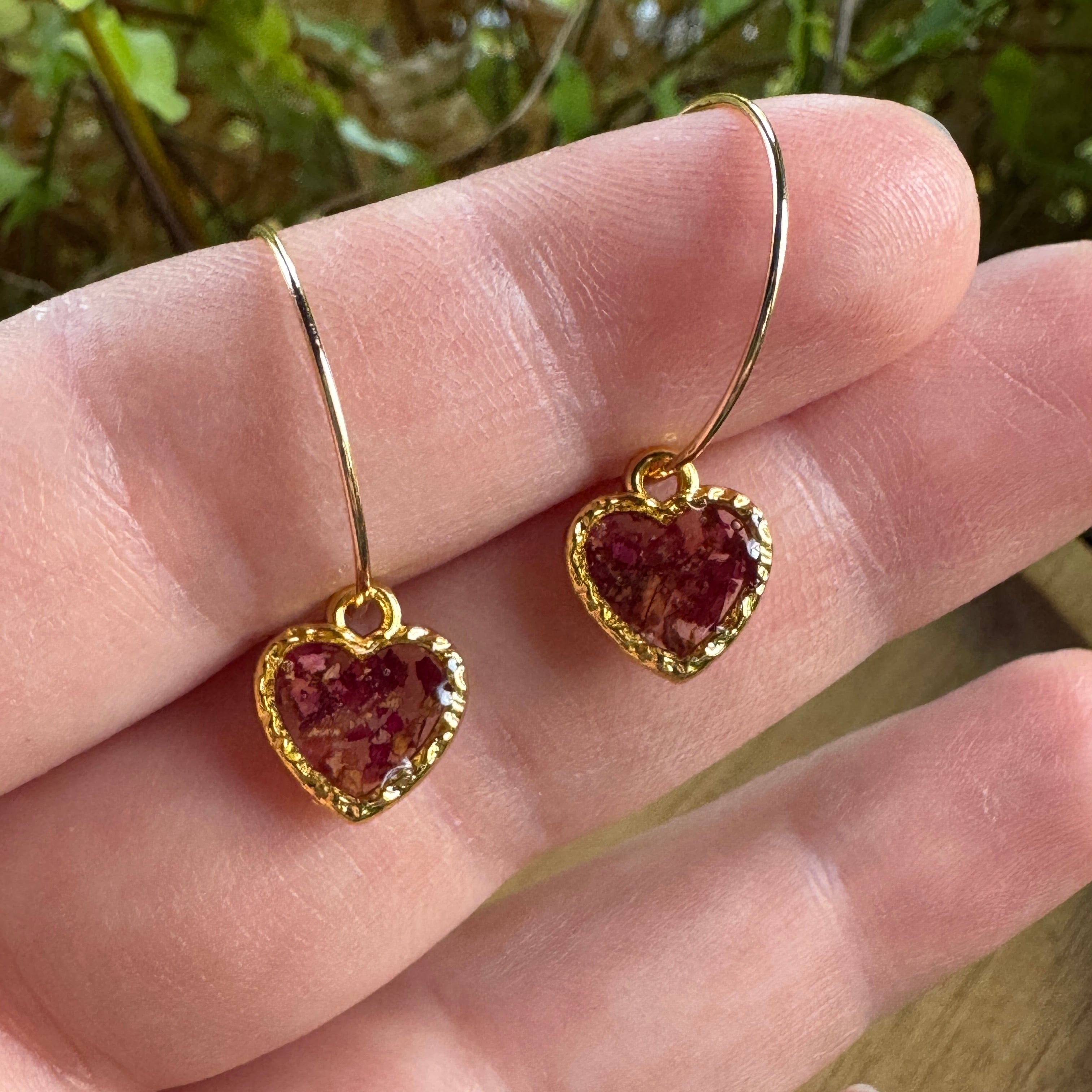 Pressed Rose & Queen Anne’s Lace Earrings – Valentine’s Botanical Jewelry in Gold Filled