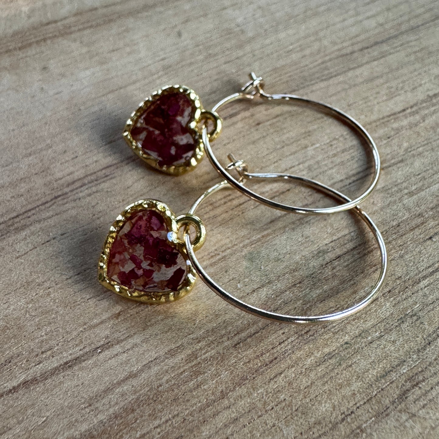 Pressed Rose & Queen Anne’s Lace Earrings – Valentine’s Botanical Jewelry in Gold Filled