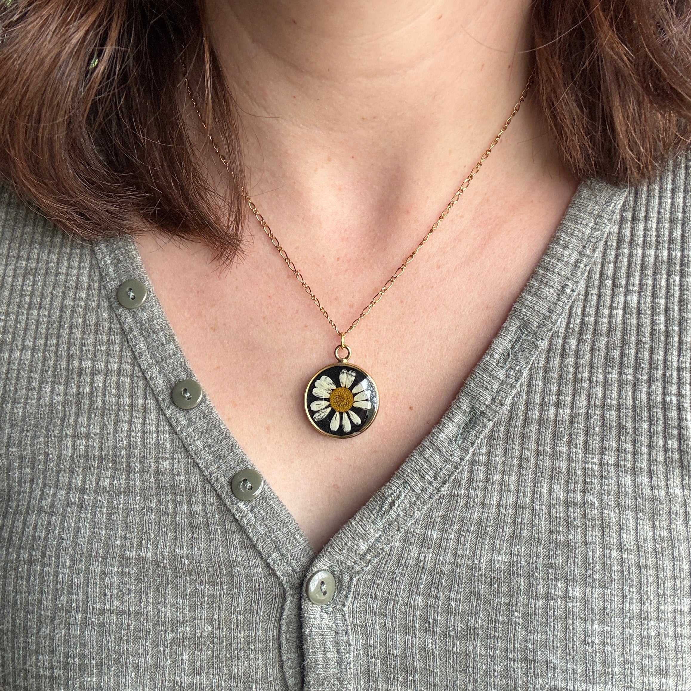 Daisy Necklace – Real Pressed Flower Resin Necklace | Made to Order