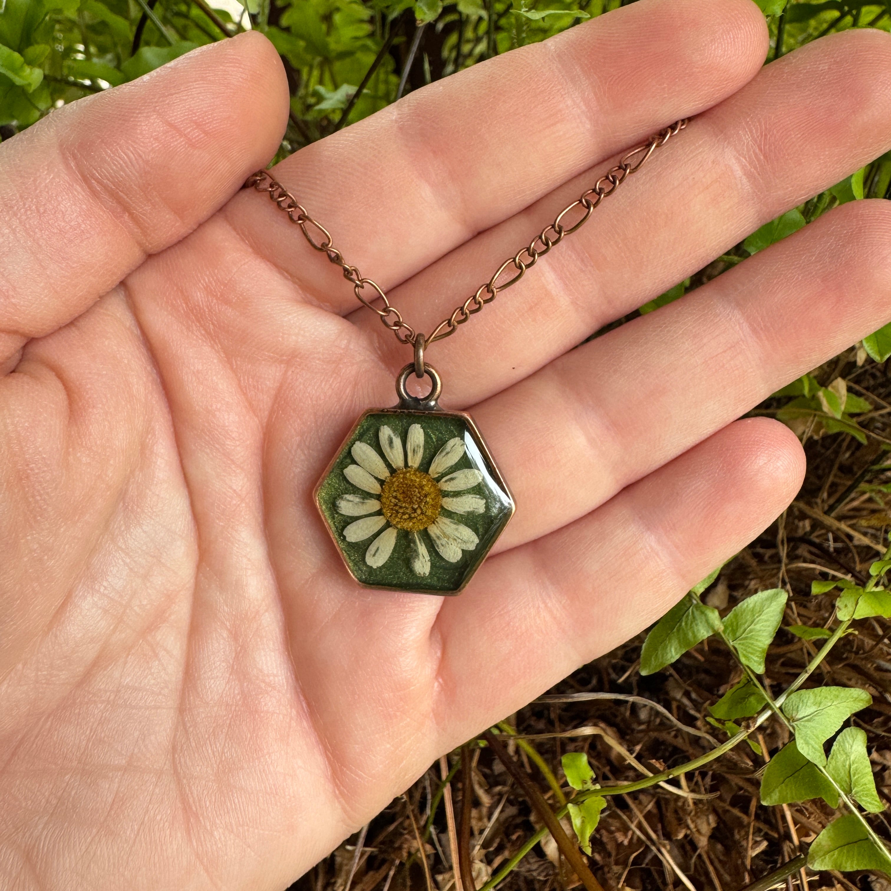 Daisy Necklace – Real Pressed Flower Resin Necklace | Made to Order