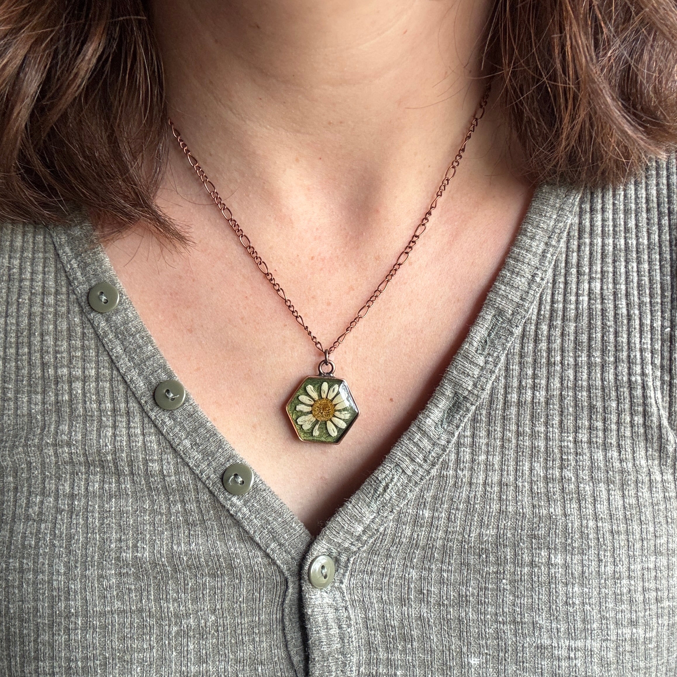 Daisy Necklace – Real Pressed Flower Resin Necklace | Made to Order