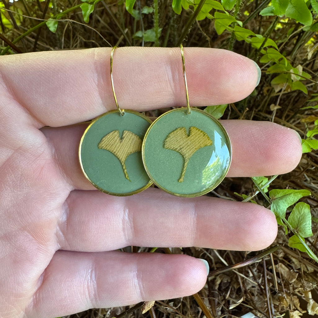 Ginkgo Leaf Resin Earrings | Botanical Jewelry Inspired by Nature