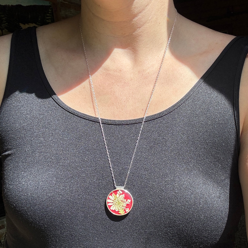 Old Capitol Collection | Daisy, Fern & Queen Anne’s Lace Necklace | Hand Forged in Fine Silver