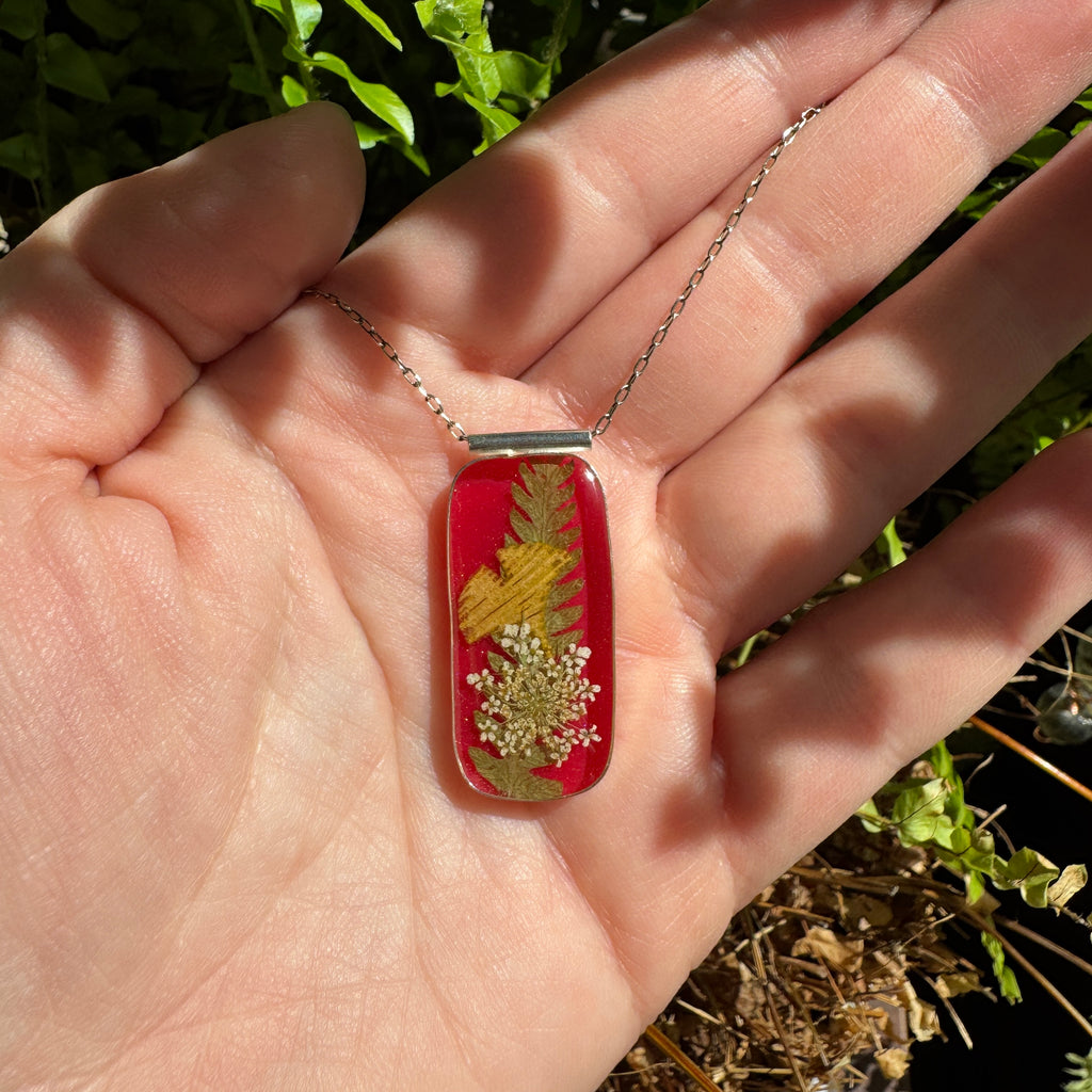 Old Capitol Collection | Ginkgo, Fern & Queen Anne’s Lace Necklace | Hand Forged in Fine Silver