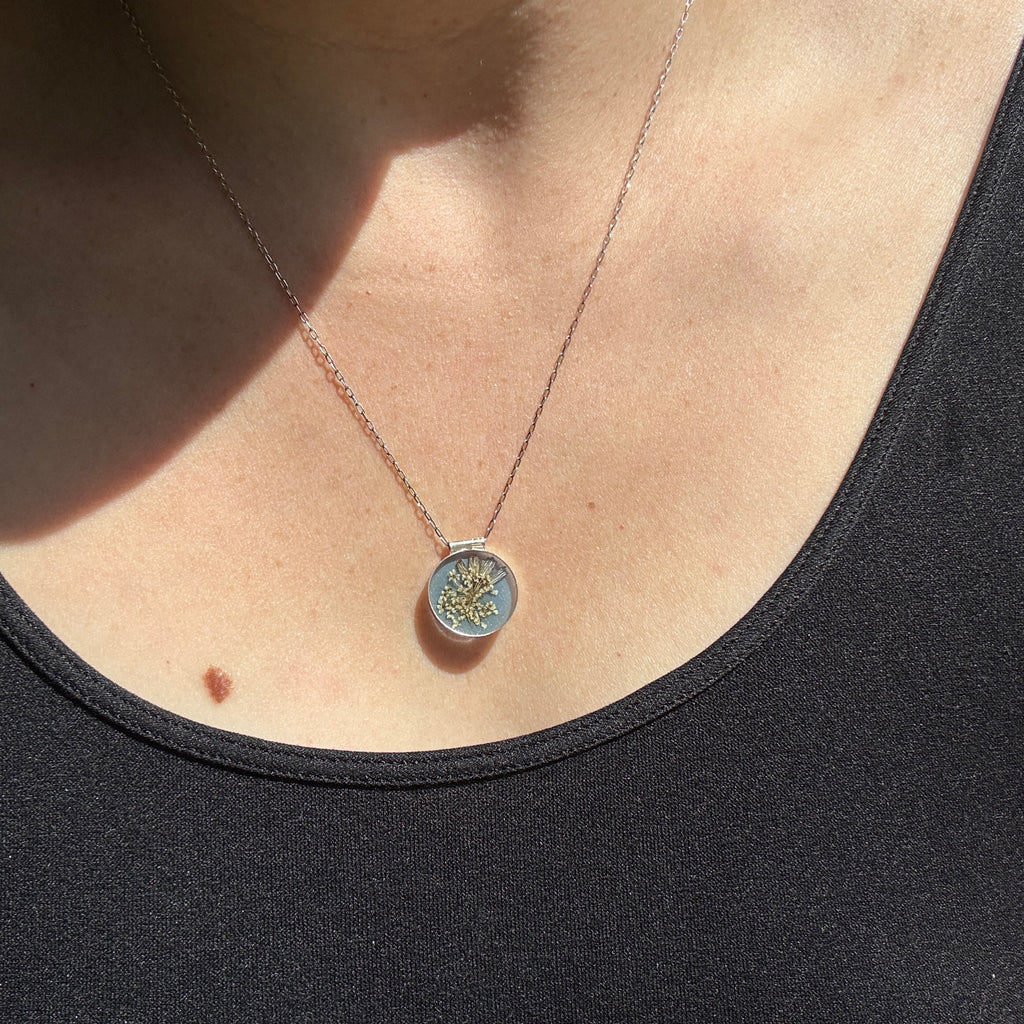 Old Capitol Collection | Queen Anne’s Lace & Lavender Necklace | Hand Forged in Fine Silver