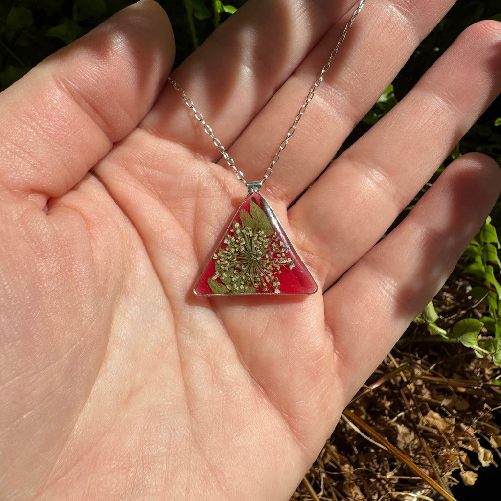 Old Capitol Collection | Fern & Queen Anne’s Lace Necklace | Hand Forged in Fine Silver