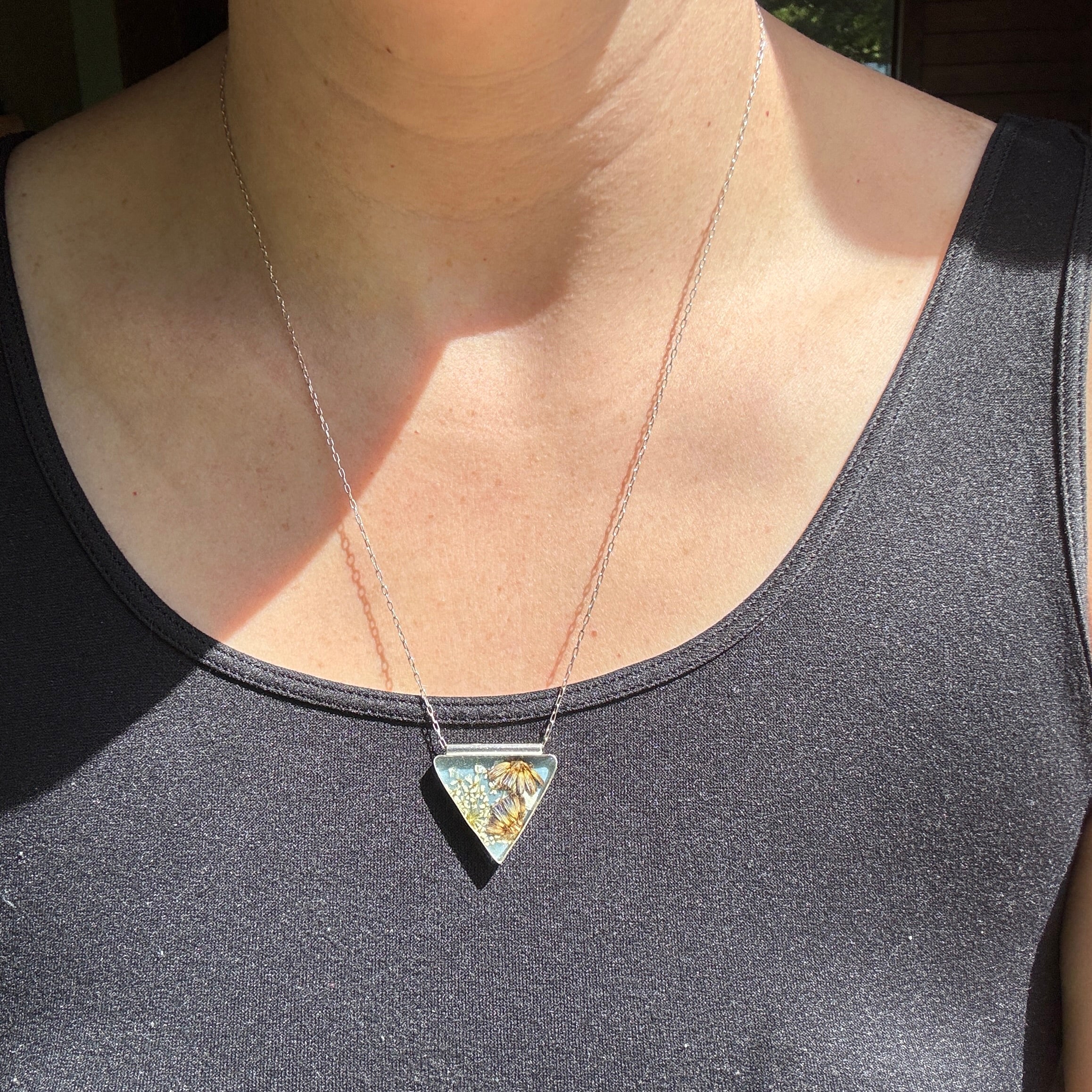 Old Capitol Collection | Queen Anne’s Lace & Lavender Necklace | Hand Forged in Fine Silver