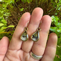 Handmade real lavender teardrop earrings featuring preserved lavender in resin, available in gold filled.