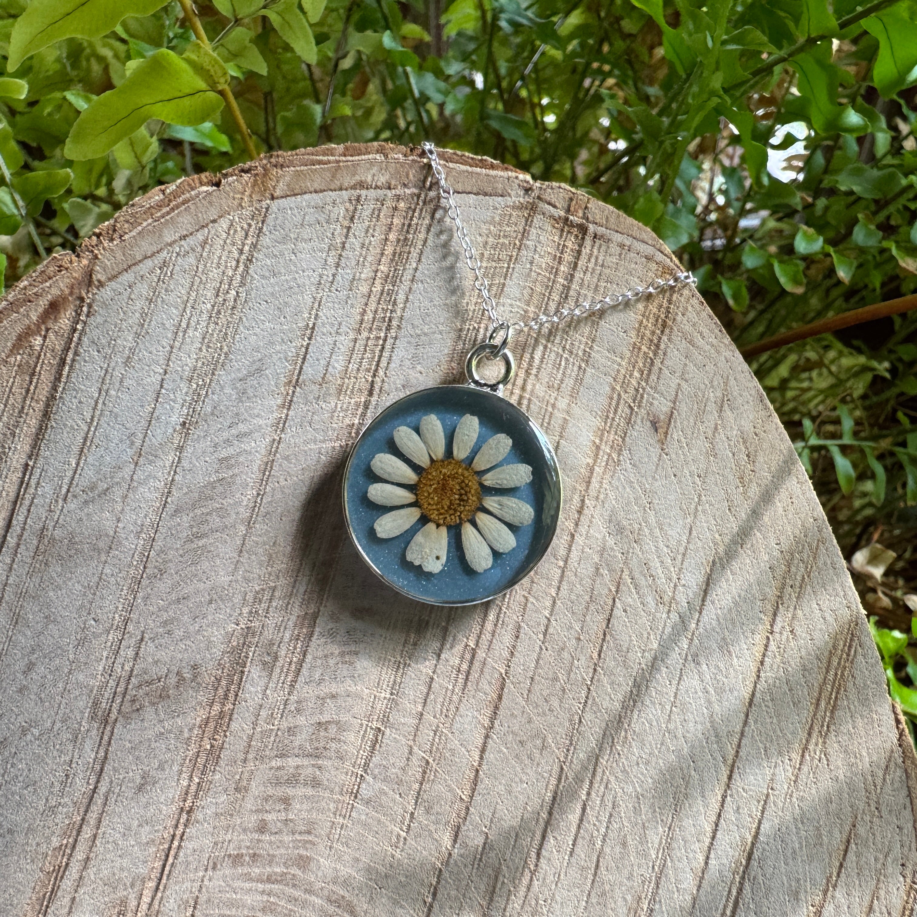 Daisy Necklace – Real Pressed Flower Resin Necklace | Made to Order