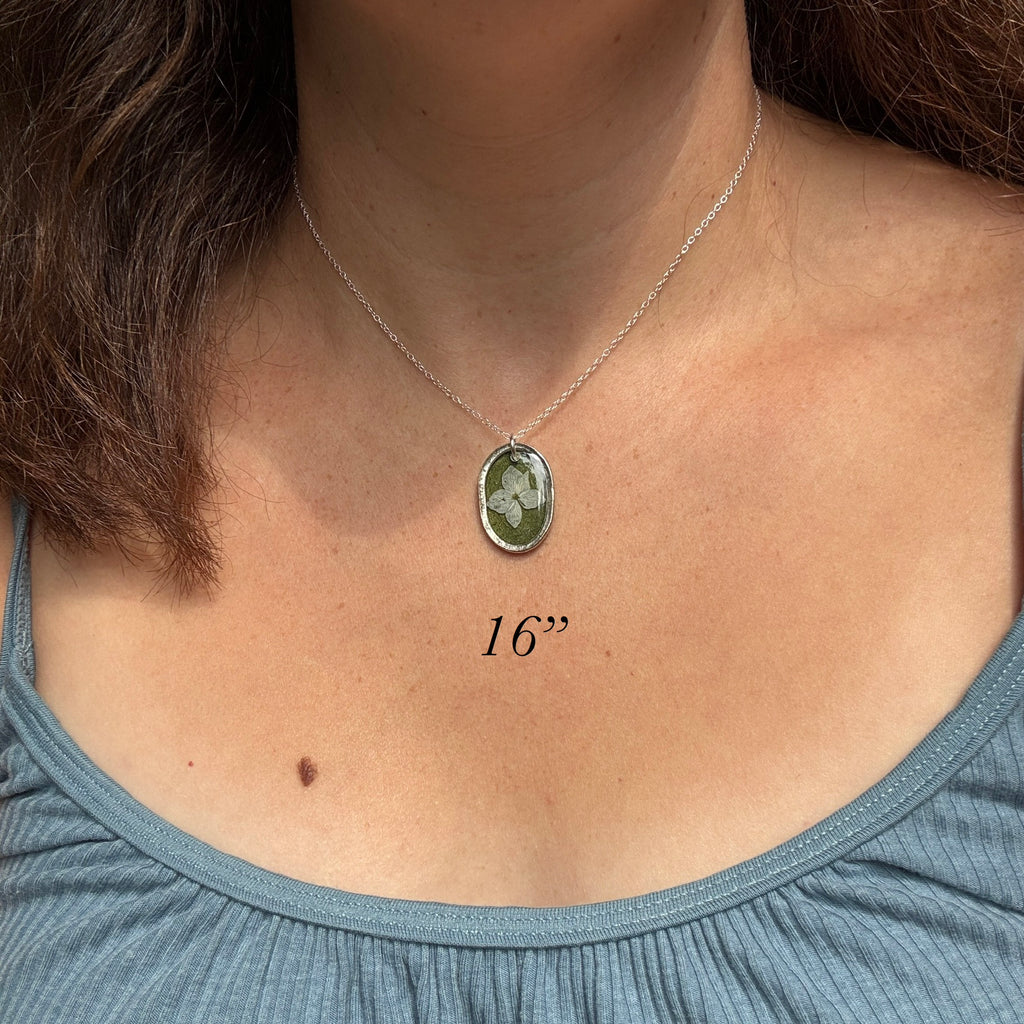 Hydrangea Necklace | Real Pressed Flower in Resin Pendant | Made To Order