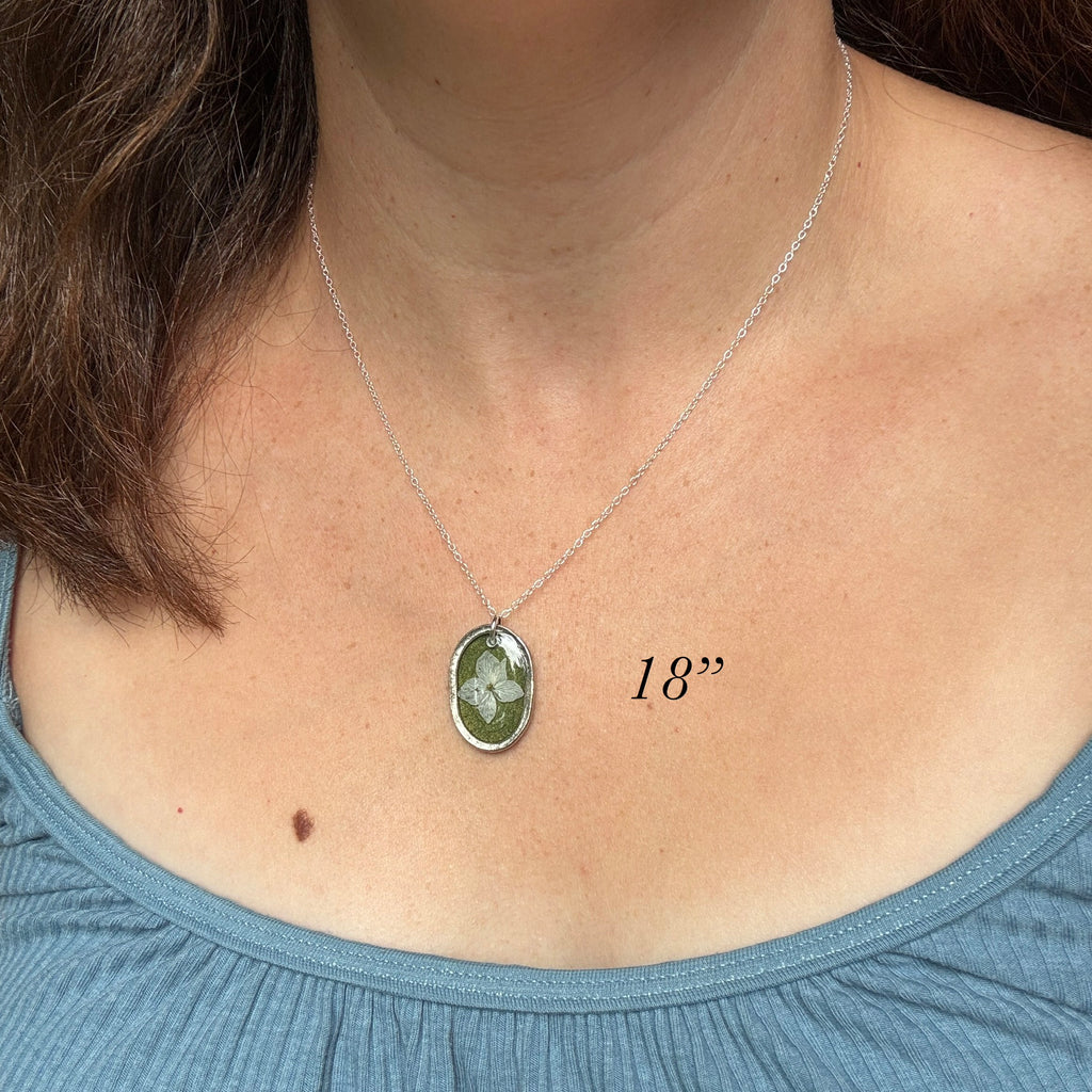 Hydrangea Necklace | Real Pressed Flower in Resin Pendant | Made To Order