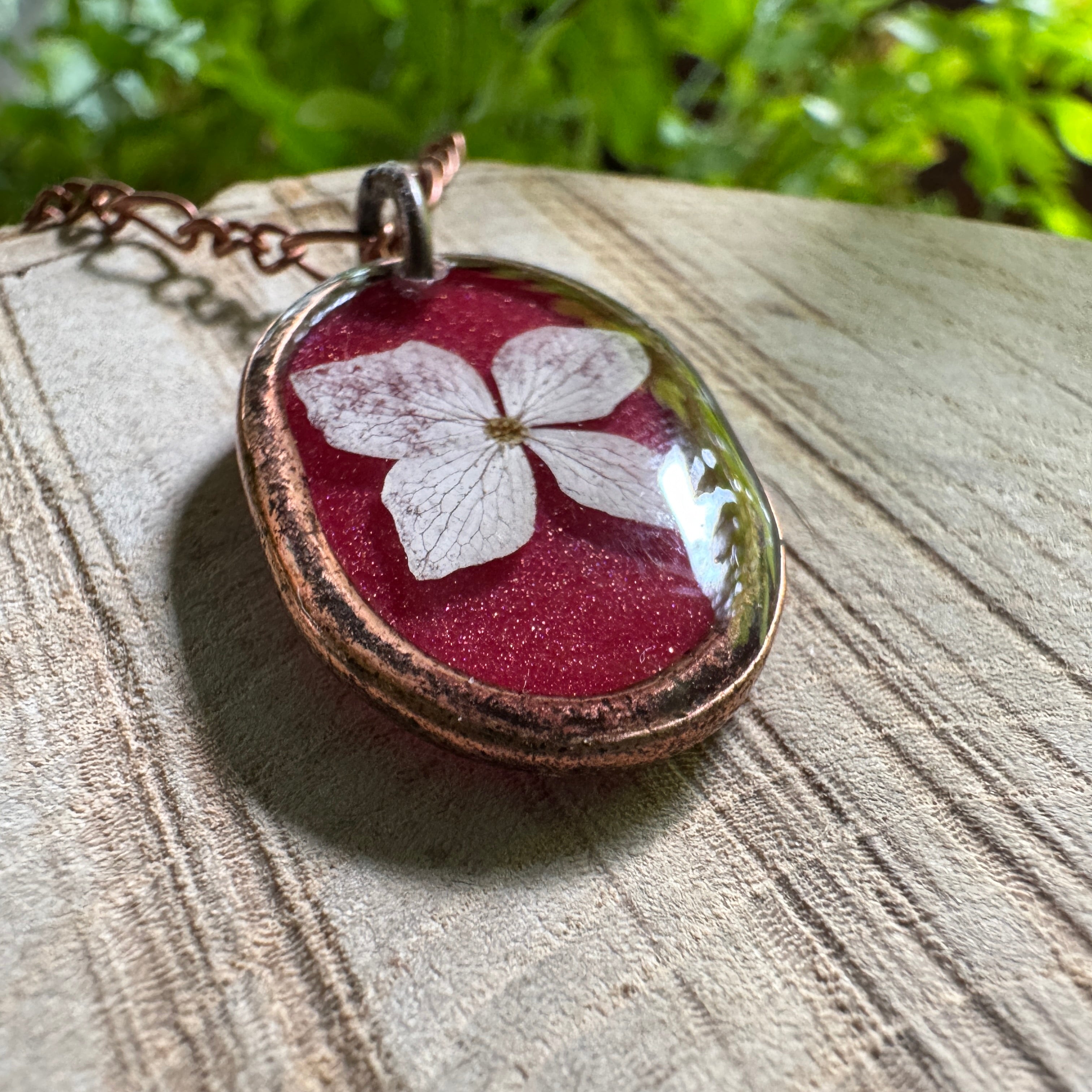 Hydrangea Necklace | Real Pressed Flower in Resin Pendant | Made To Order