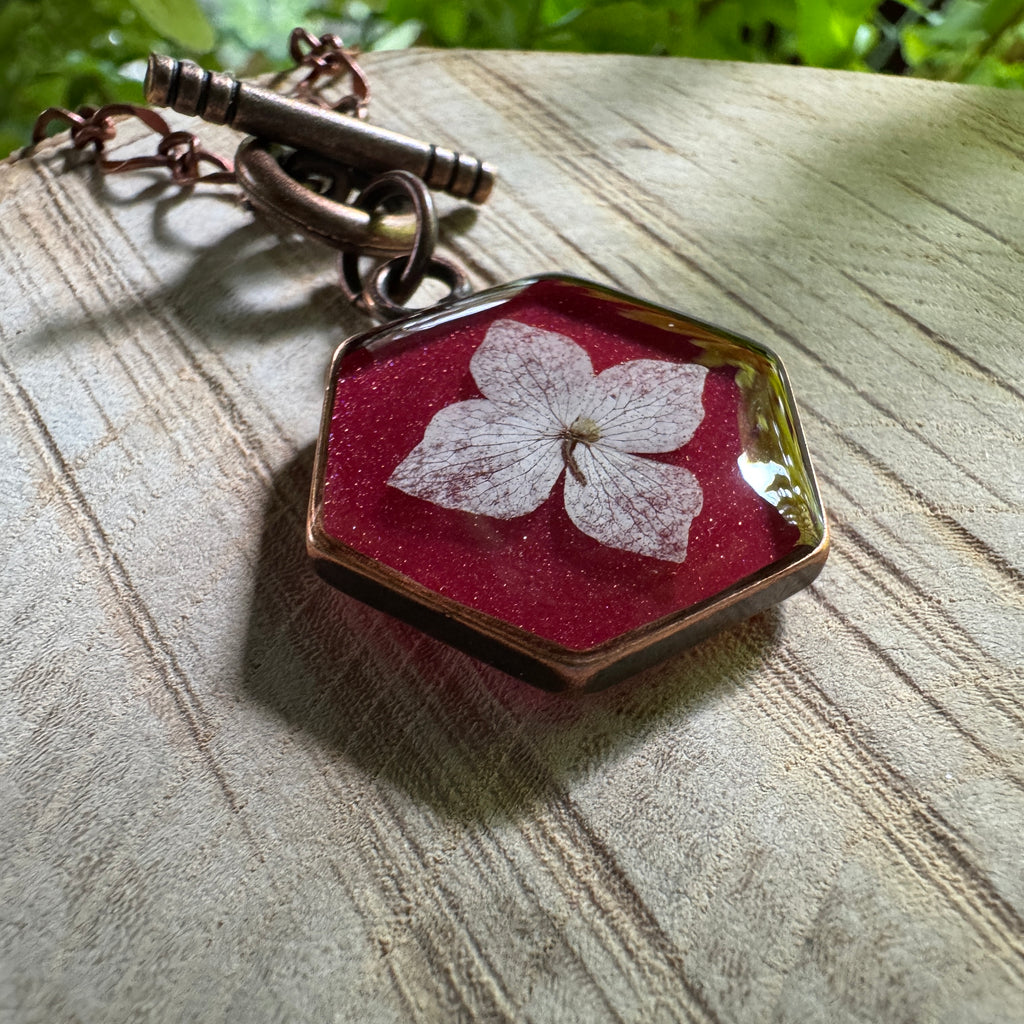 Hydrangea Necklace | Real Pressed Flower in Resin Pendant | Made To Order
