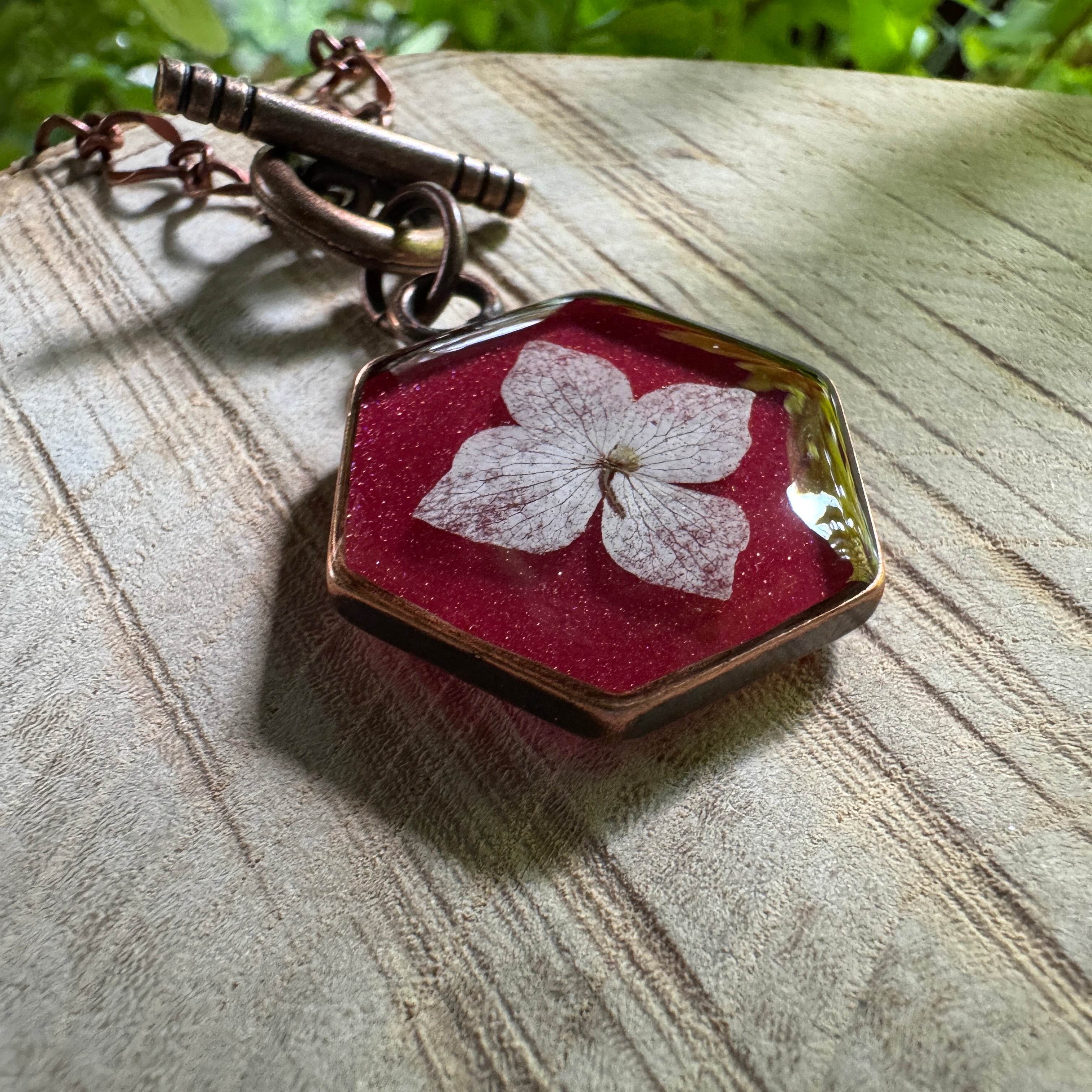 Hydrangea Necklace | Real Pressed Flower in Resin Pendant | Made To Order