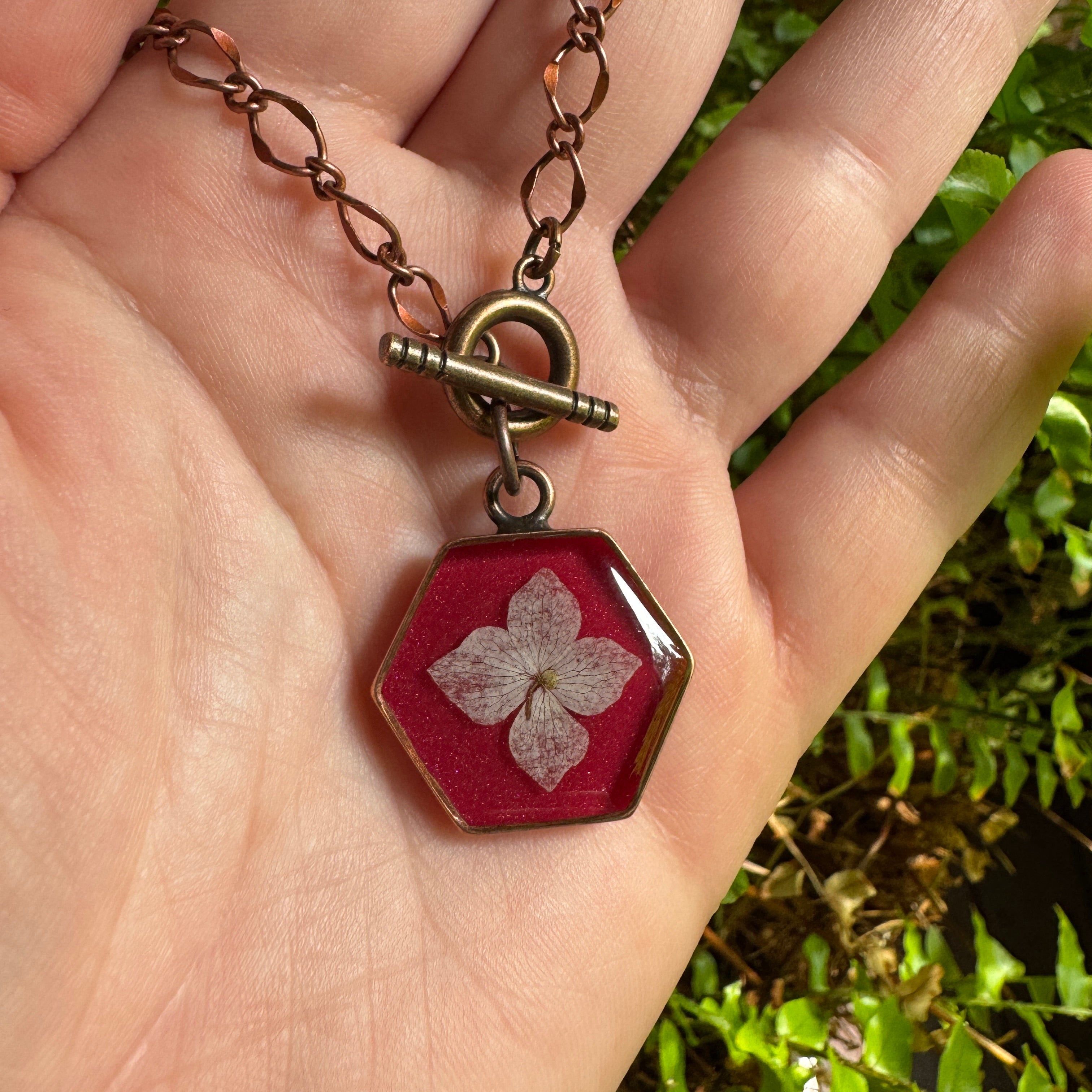 Hydrangea Necklace | Real Pressed Flower in Resin Pendant | Made To Order