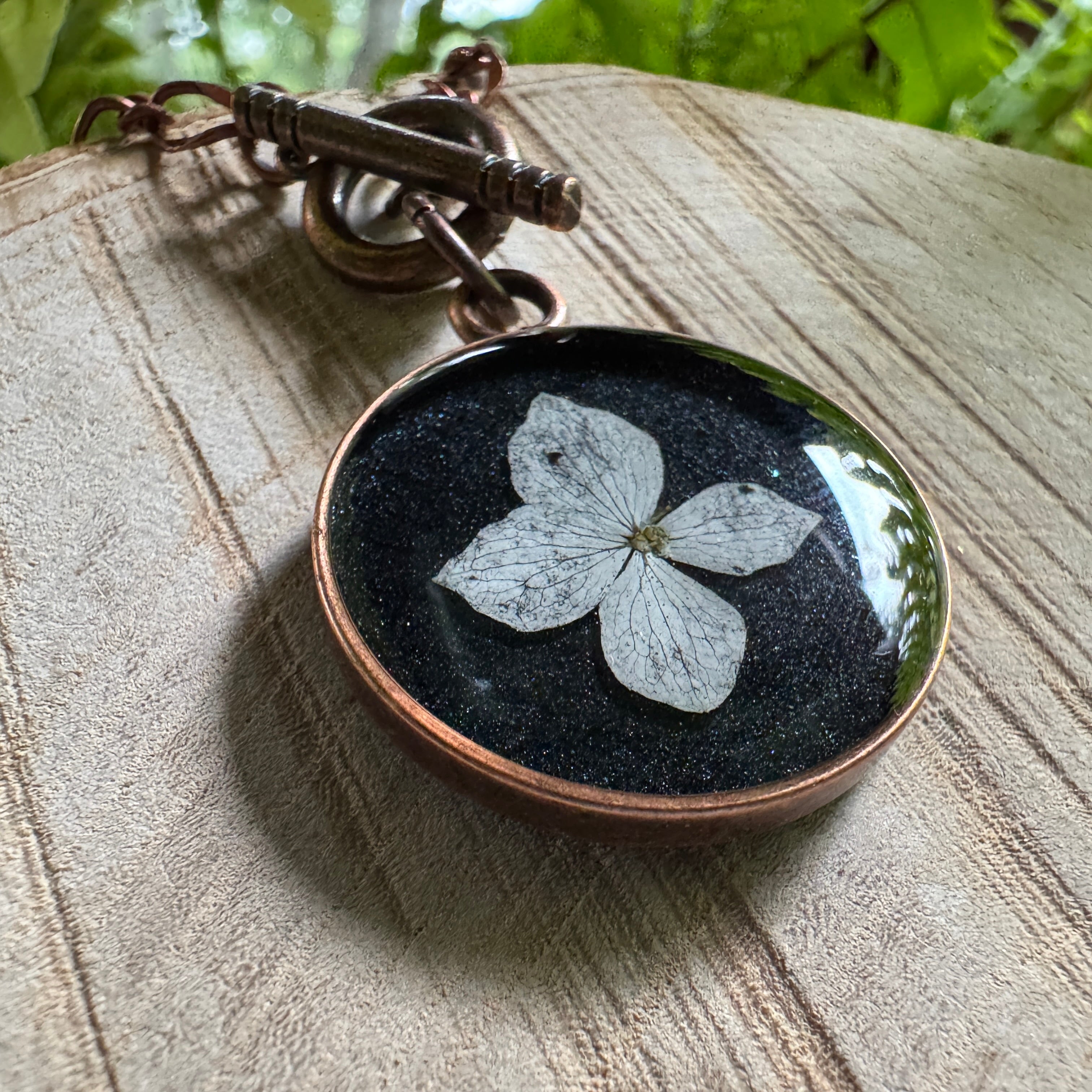 Hydrangea Necklace | Real Pressed Flower in Resin Pendant | Made To Order