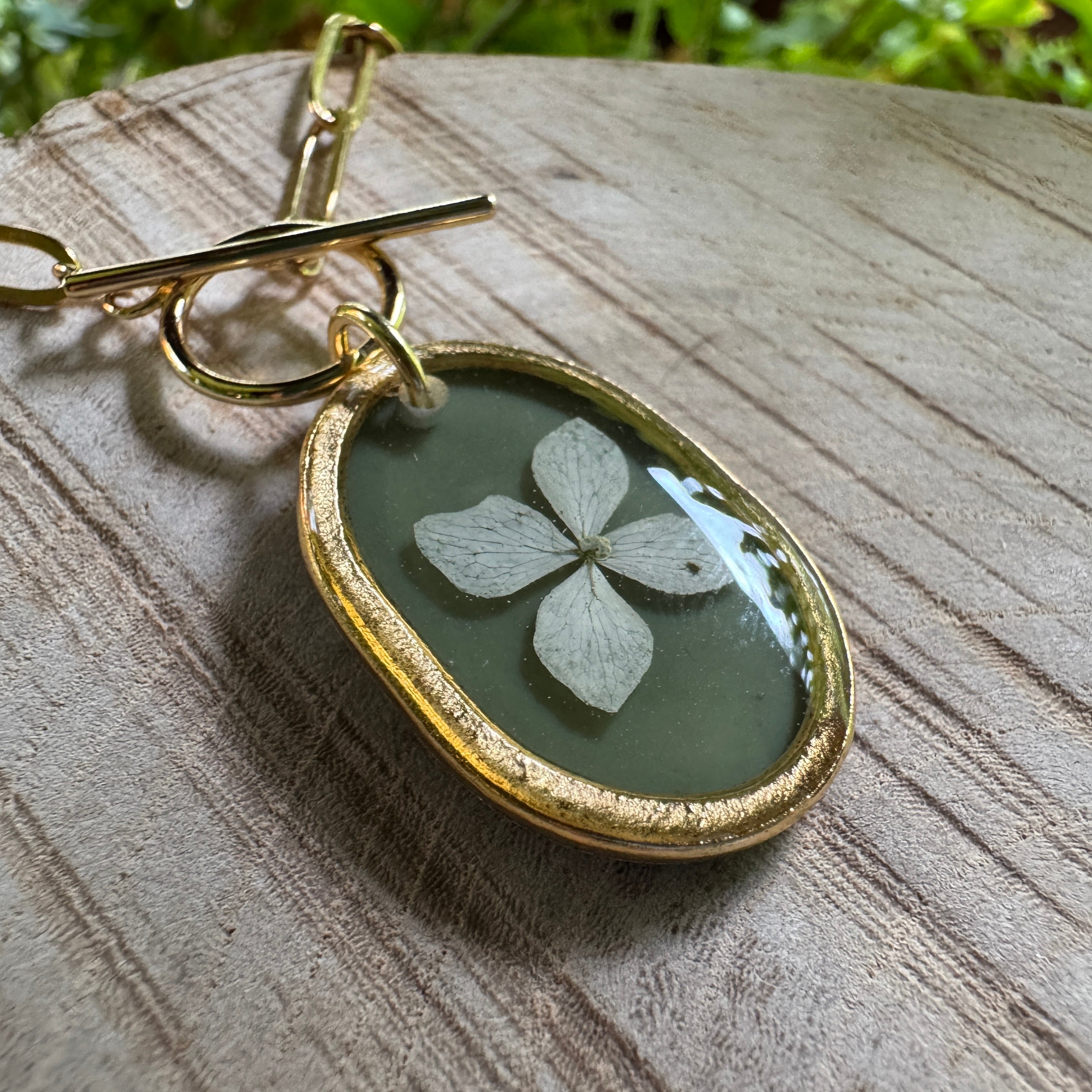 Hydrangea Necklace | Real Pressed Flower in Resin Pendant | Made To Order