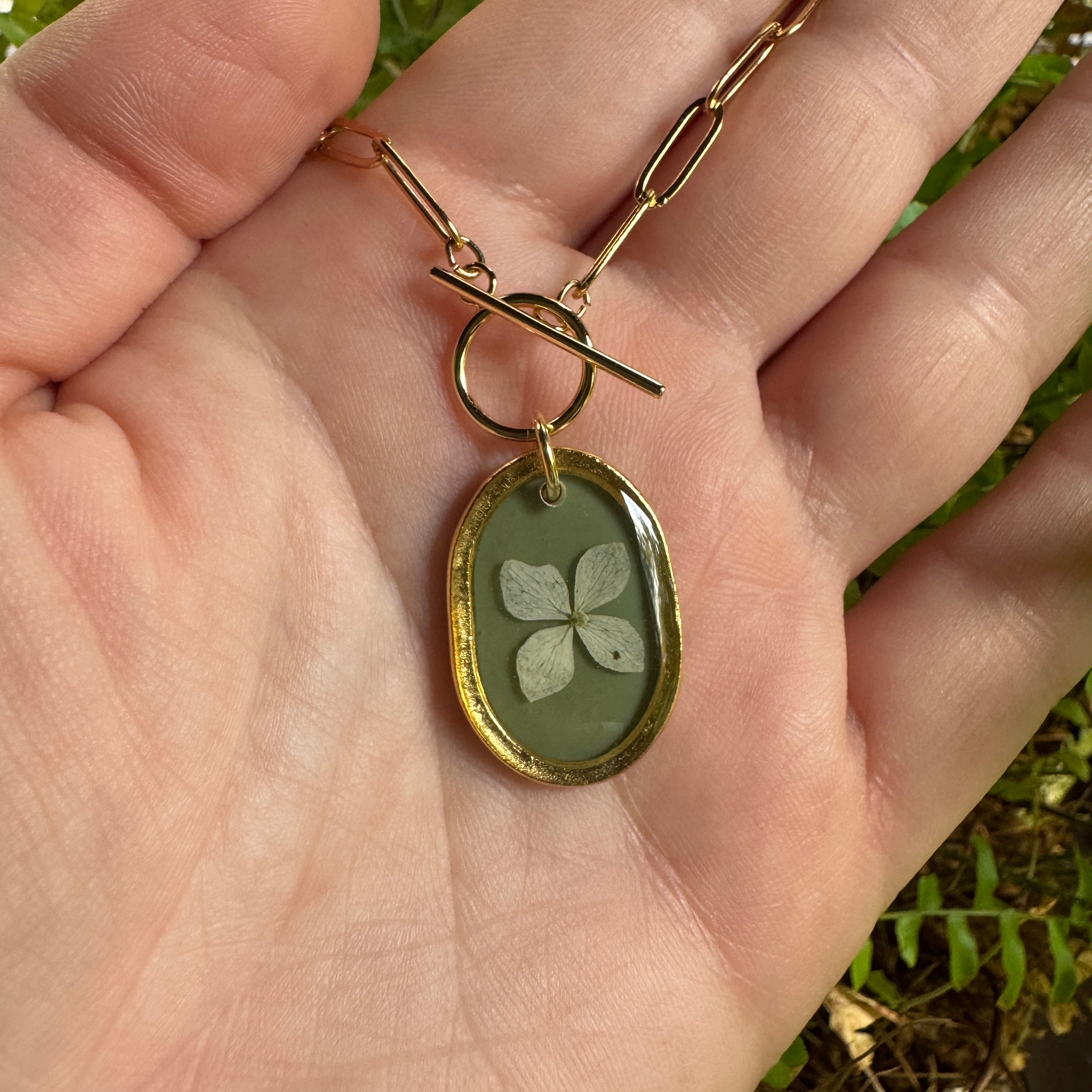 Hydrangea Necklace | Real Pressed Flower in Resin Pendant | Made To Order