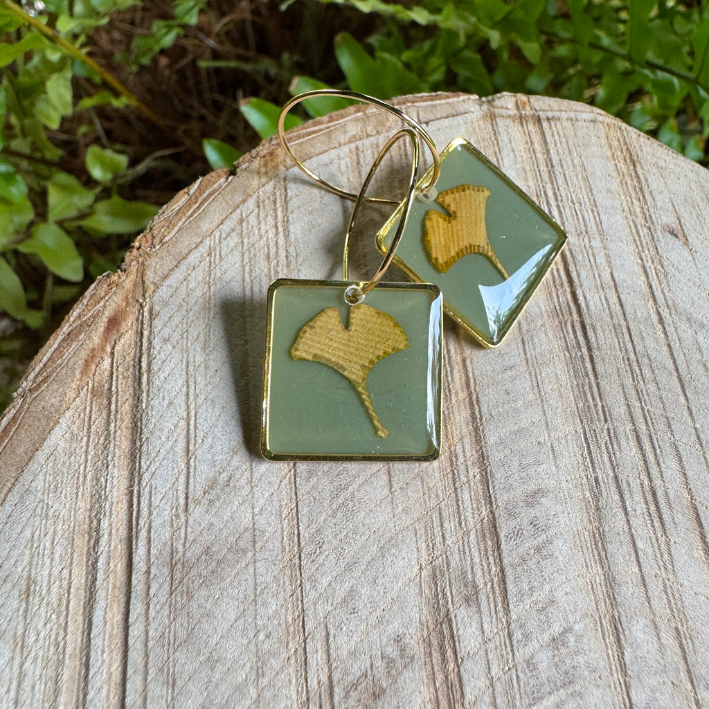 Ginkgo Leaf Resin Earrings | Botanical Jewelry Inspired by Nature