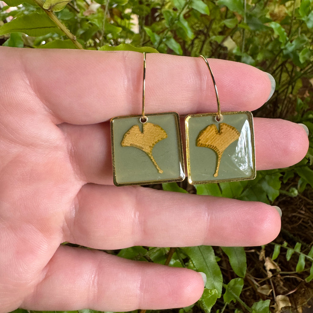 Ginkgo Leaf Resin Earrings | Botanical Jewelry Inspired by Nature