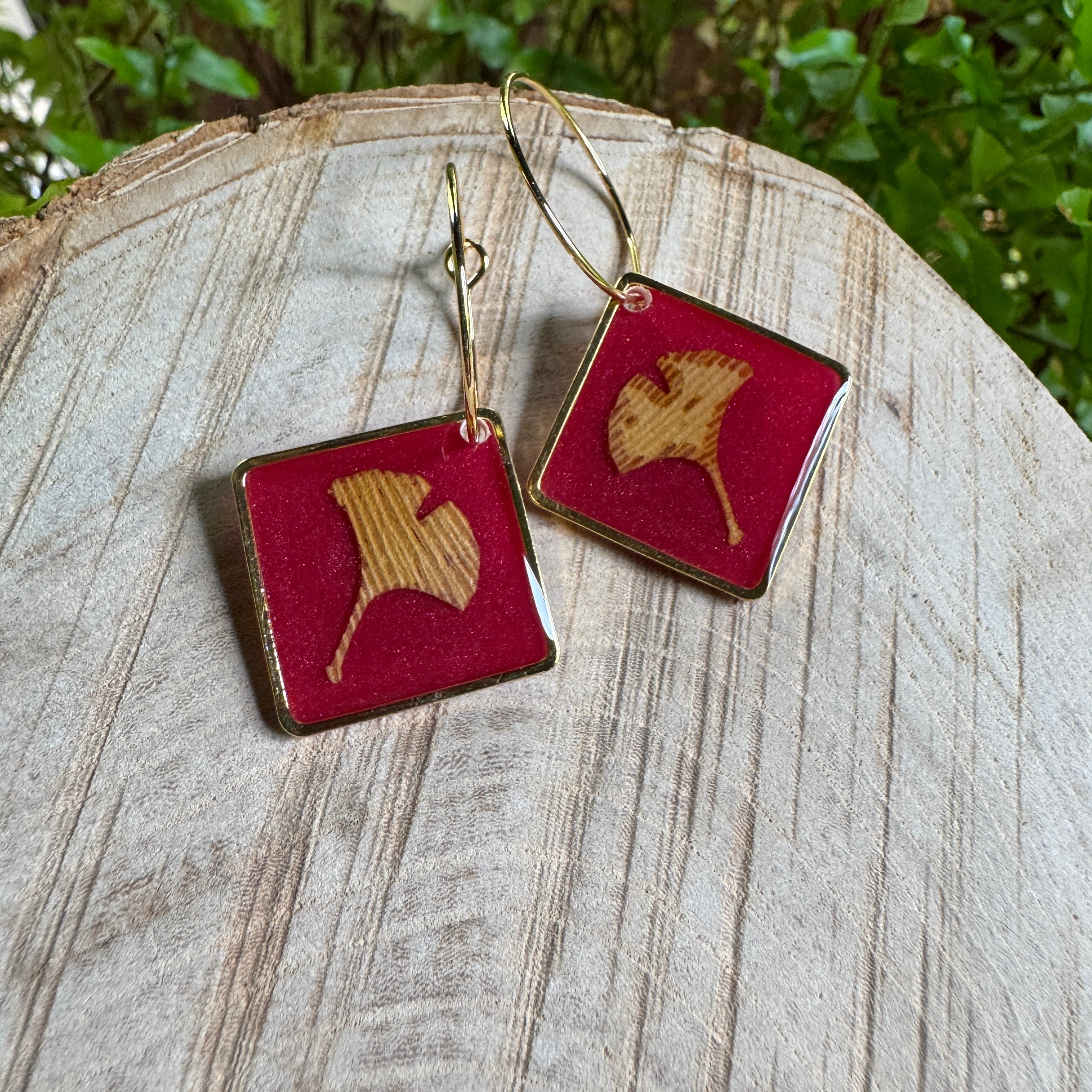 Ginkgo Leaf Resin Earrings | Botanical Jewelry Inspired by Nature