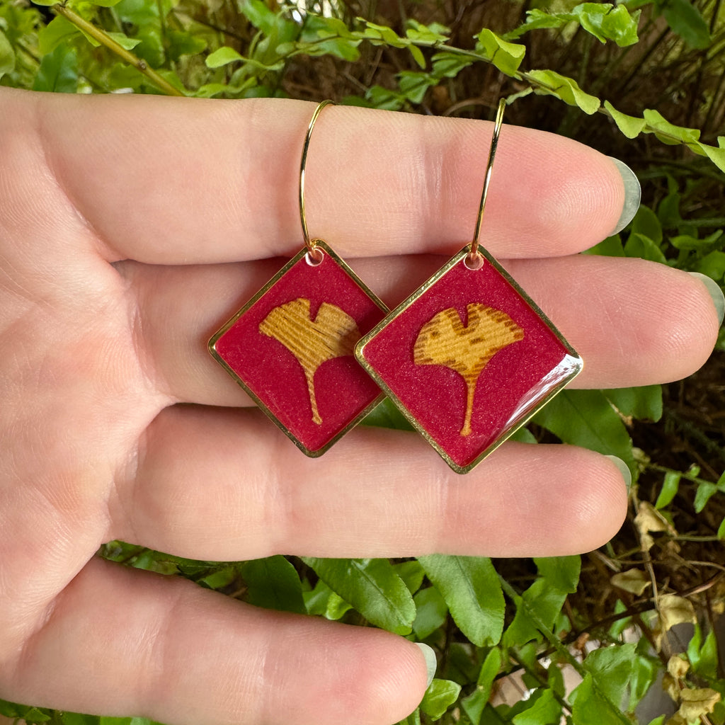 Ginkgo Leaf Resin Earrings | Botanical Jewelry Inspired by Nature