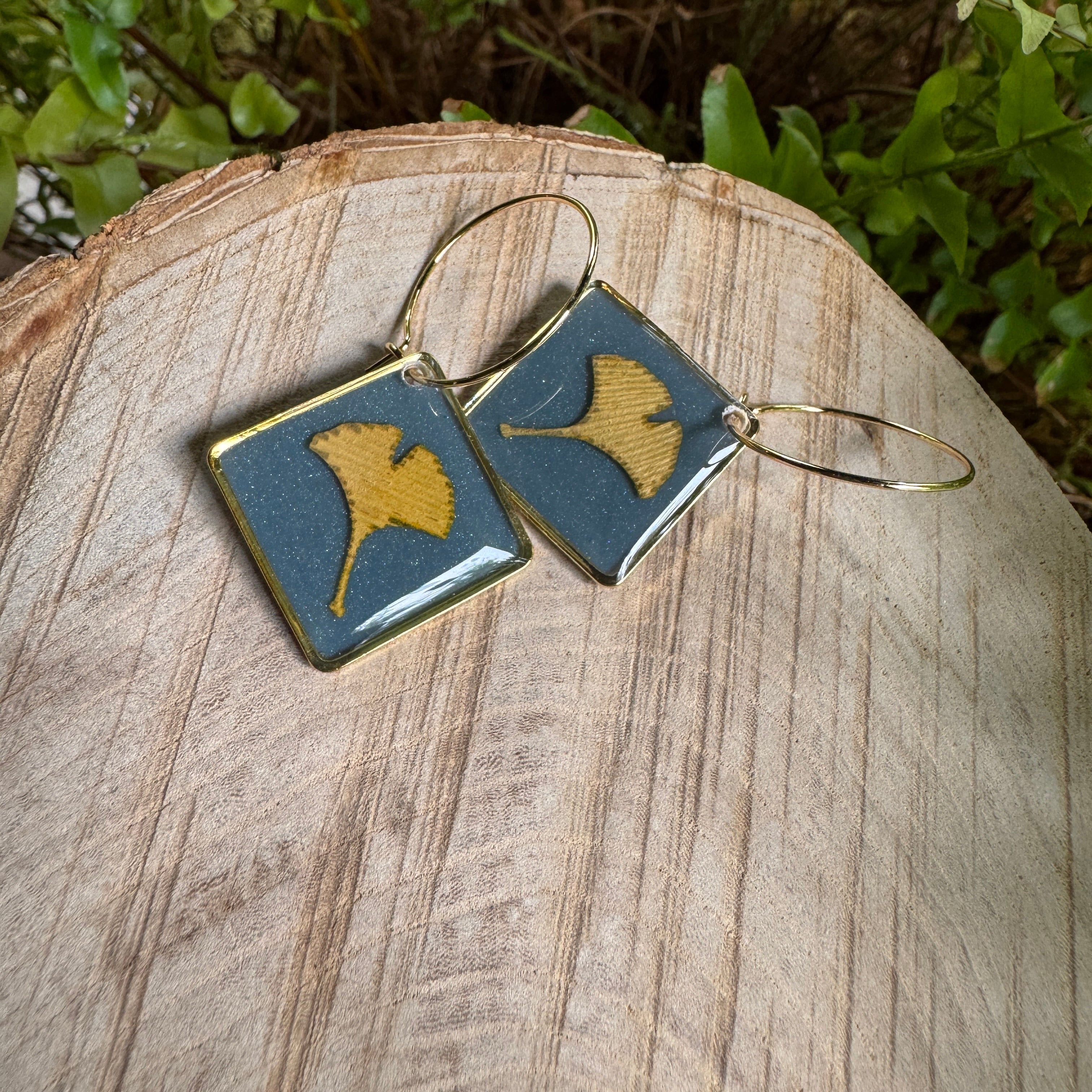 Ginkgo Leaf Resin Earrings | Botanical Jewelry Inspired by Nature