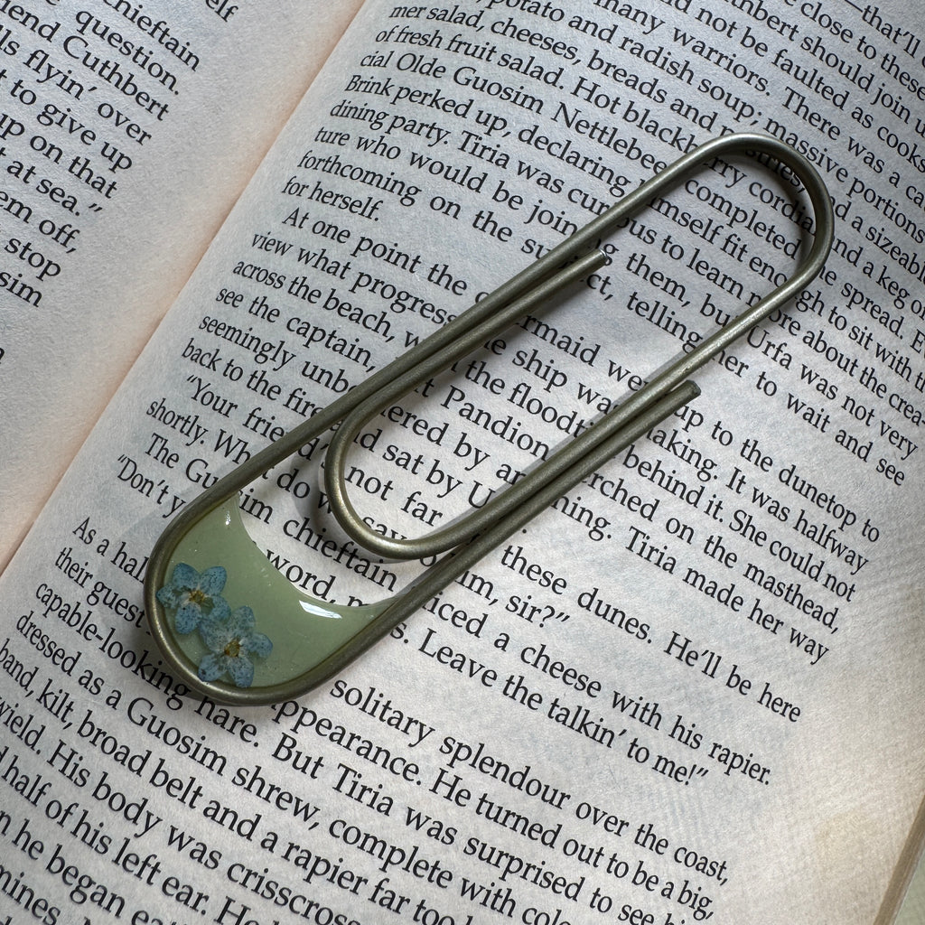 Forget-Me-Not Paper Clip Bookmark | Nature-Inspired Metal Page Holder | Ready to Ship