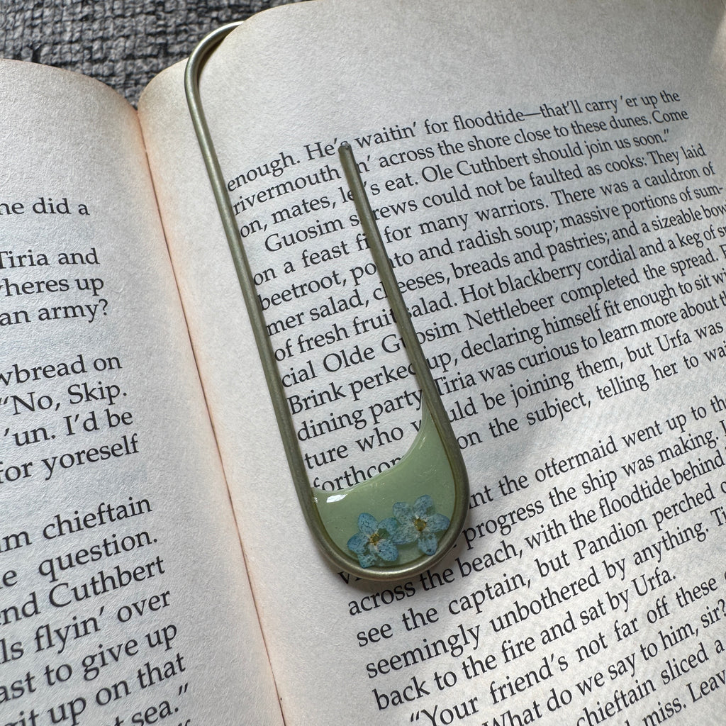 Forget-Me-Not Paper Clip Bookmark | Nature-Inspired Metal Page Holder | Ready to Ship