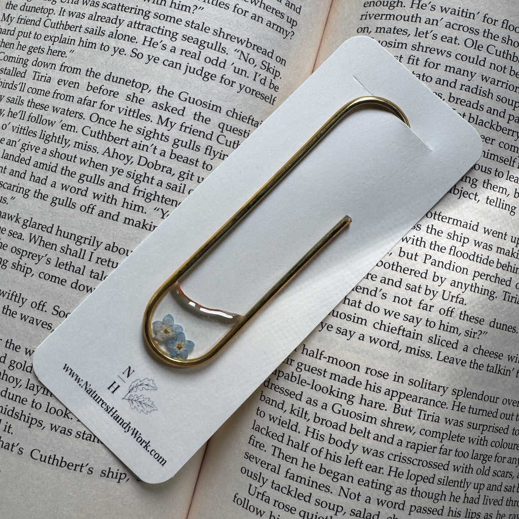 Forget-Me-Not Paper Clip Bookmark | Nature-Inspired Metal Page Holder | Ready to Ship