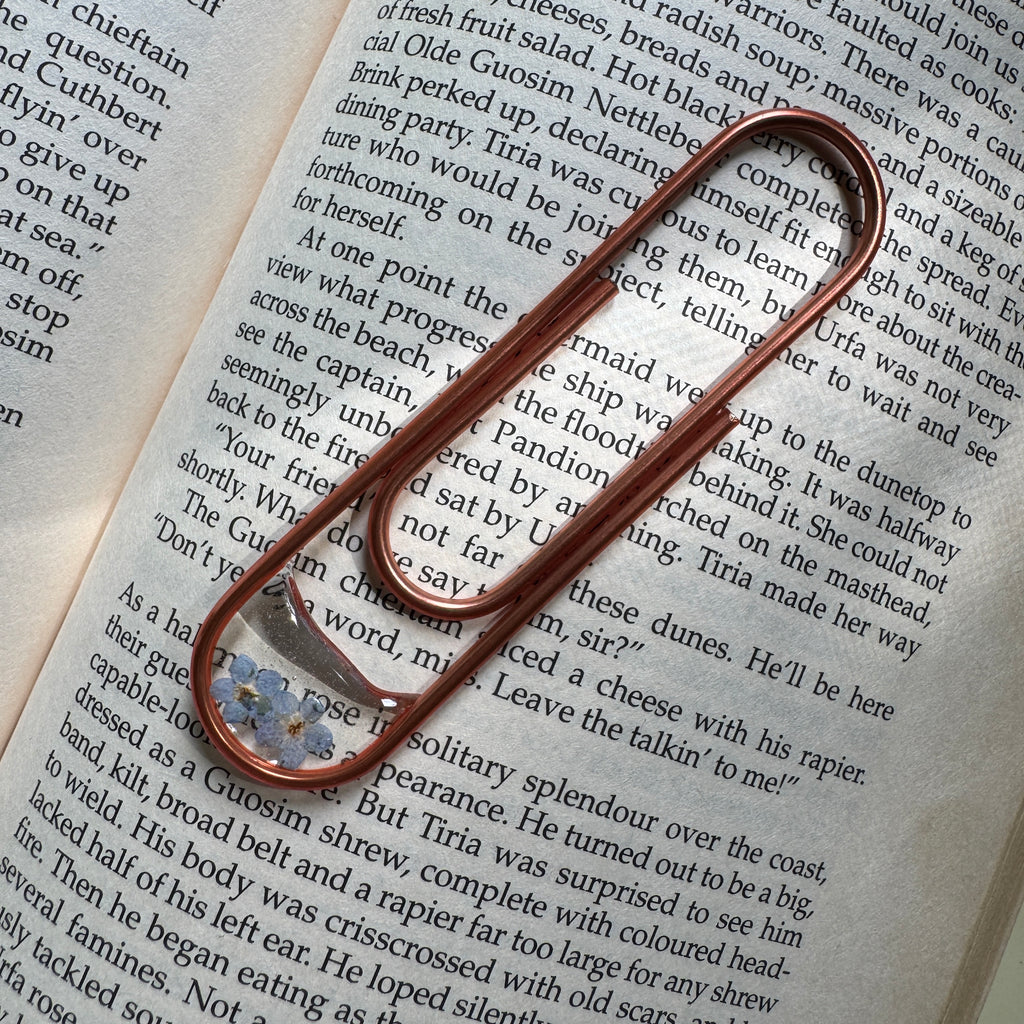 Forget-Me-Not Paper Clip Bookmark | Nature-Inspired Metal Page Holder | Ready to Ship